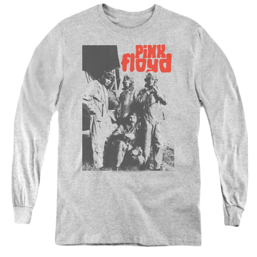 Athletic heather youth long sleeve t-shirt with Pink Floyd Point Me At The Sky graphic