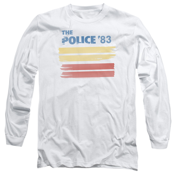 White men's long sleeve t-shirt with The Police 83 graphic