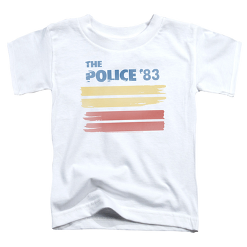 White toddler t-shirt with The Police 83 graphic