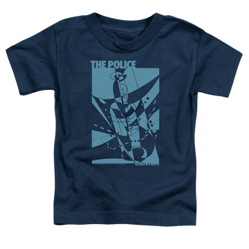 Navy toddler t-shirt with The Police Message In A Bottle graphic
