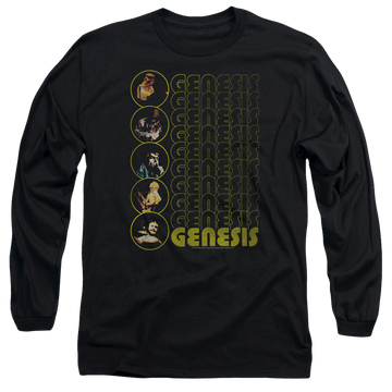 Black men's long sleeve t-shirt with Genesis The Carpet Crawlers graphic