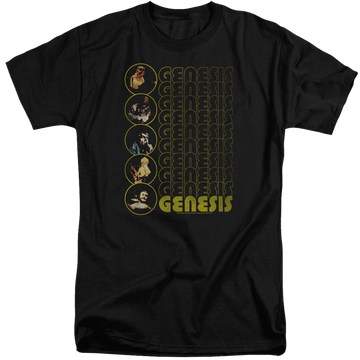 Black men's tall fit t-shirt with Genesis The Carpet Crawlers graphic
