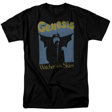 Black men's regular fit t-shirt with Genesis Watcher Of The Skies graphic