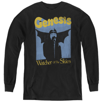 Black youth long sleeve t-shirt with Genesis Watcher Of The Skies graphic