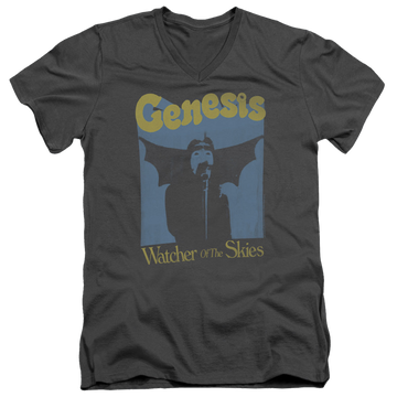 Charcoal men's v-neck t-shirt with Genesis Watcher Of The Skies graphic