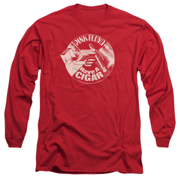 Red men's long sleeve t-shirt with Pink Floyd Just A Cigar graphic