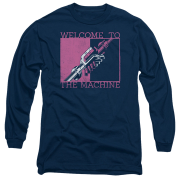 Navy men's long sleeve t-shirt with Pink Floyd Welcome To The Machine graphic