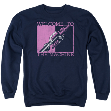 Navy men's crewneck sweatshirt with Pink Floyd Welcome To The Machine graphic