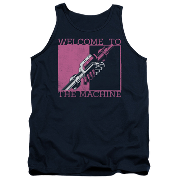 Navy men's tank with Pink Floyd Welcome To The Machine graphic