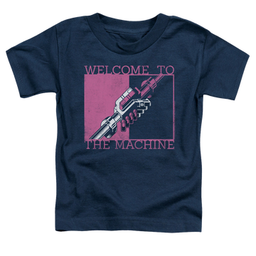 Navy toddler t-shirt with Pink Floyd Welcome To The Machine graphic