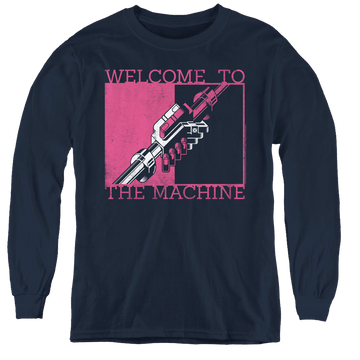 Navy youth long sleeve t-shirt with Pink Floyd Welcome To The Machine graphic