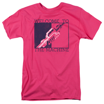 Hot pink men's regular fit t-shirt with Pink Floyd Welcome To The Machine 2 graphic
