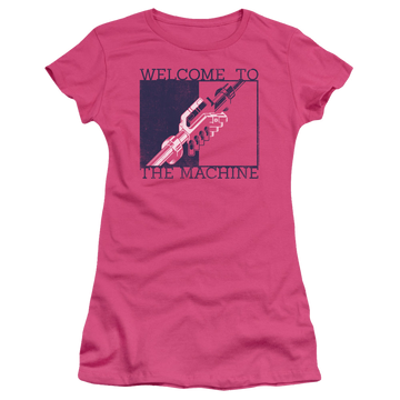 Hot pink juniors t-shirt with Pink Floyd Welcome To The Machine 2 graphic