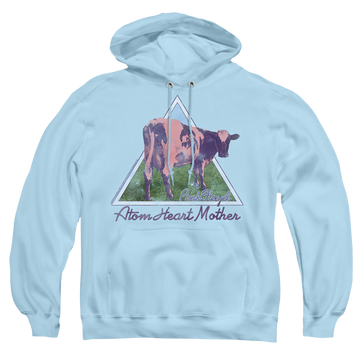 Light blue pullover hoodie with Pink Floyd Atom Mother Heart Pyramid graphic