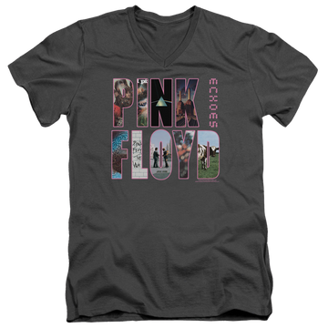 Charcoal men's v-neck t-shirt with Pink Floyd Cover graphic