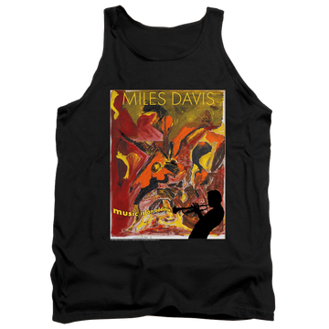 Black men's tank with Miles Davis Music Is An Addiction graphic