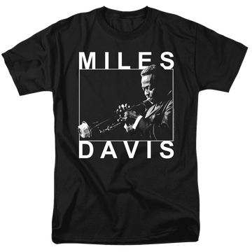 Black men's regular fit t-shirt with Miles Davis Monochrome graphic