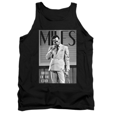 Black men's tank with Miles Davis Simply Cool graphic