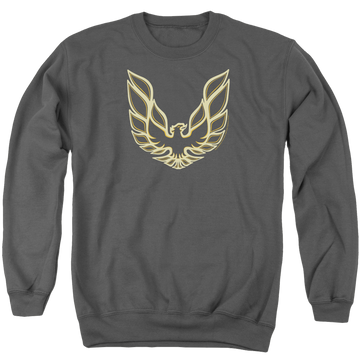 Charcoal men's crewneck sweatshirt with Pontiac Iconic Firebird graphic