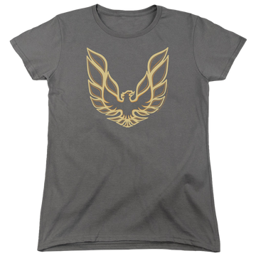 Charcoal women's t-shirt with Pontiac Iconic Firebird graphic
