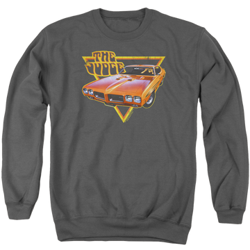 Charcoal men's crewneck sweatshirt with Pontiac Judged graphic