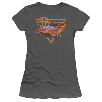 Charcoal juniors t-shirt with Pontiac Judged graphic