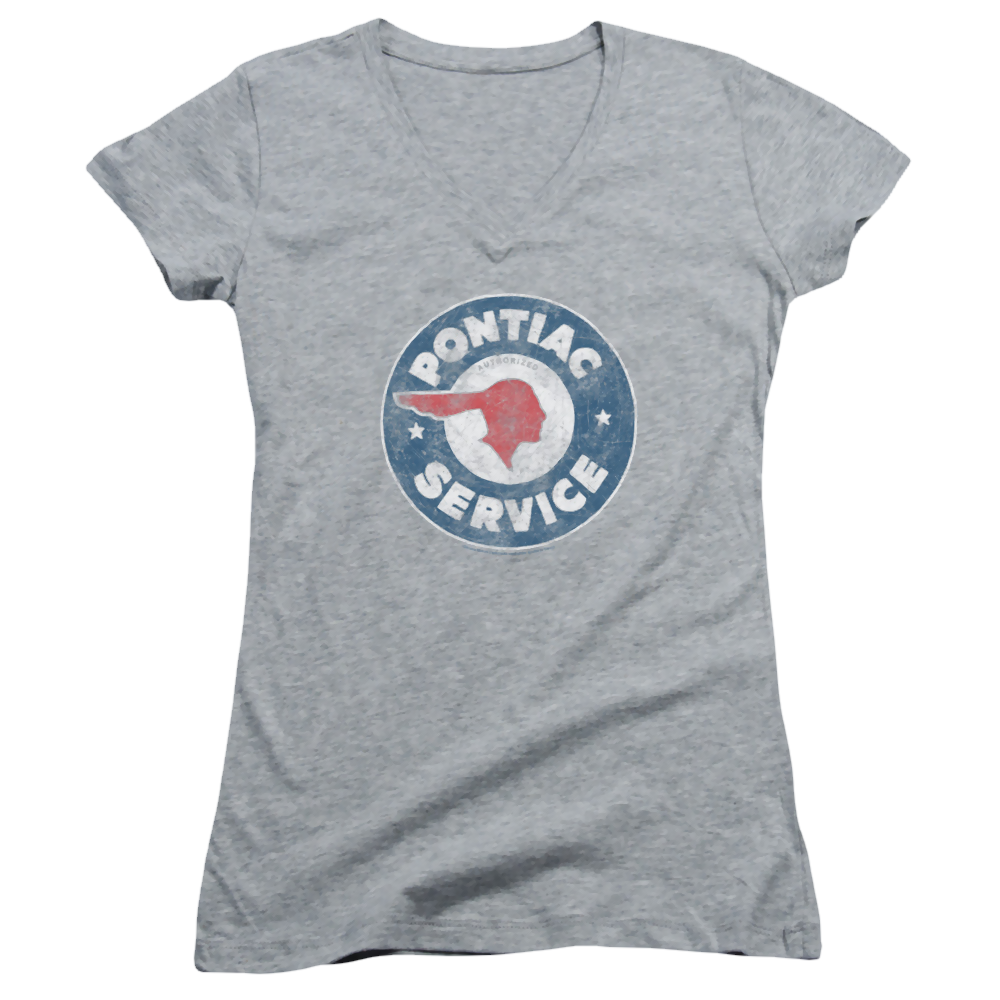Pontiac Vintage Pontiac Service Juniors V-Neck T-Shirt Juniors V-Neck T-Shirt Pontiac