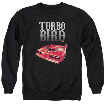 Black men's crewneck sweatshirt with Pontiac Turbo Bird graphic