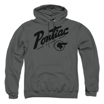 Charcoal pullover hoodie with Pontiac Division graphic