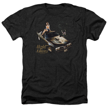 Charcoal men's heather t-shirt with Pontiac Chevrolet Night Moves graphic