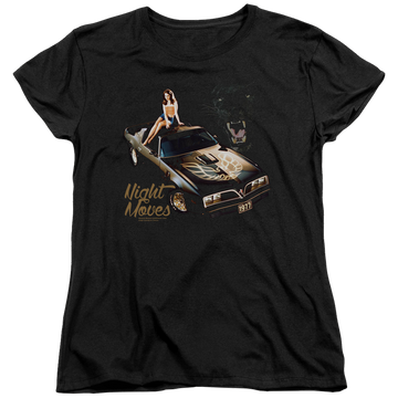Black women's t-shirt with Pontiac Chevrolet Night Moves graphic