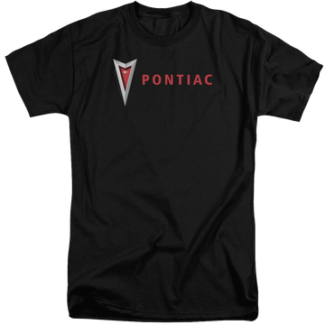 Black men's tall fit t-shirt with Modern Pontiac Arrowhead graphic