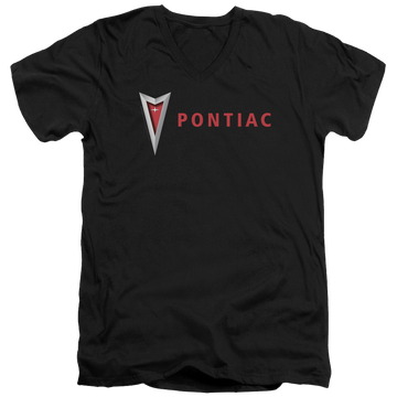 Black men's v-neck t-shirt with Modern Pontiac Arrowhead graphic