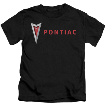 Black kid's t-shirt for ages 4 to 7 with Modern Pontiac Arrowhead graphic