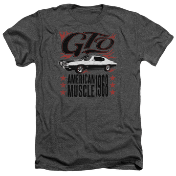 Charcoal men's heather t-shirt with Pontiac Gto Flames graphic