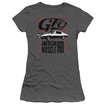 Charcoal juniors t-shirt with Pontiac Gto Flames graphic
