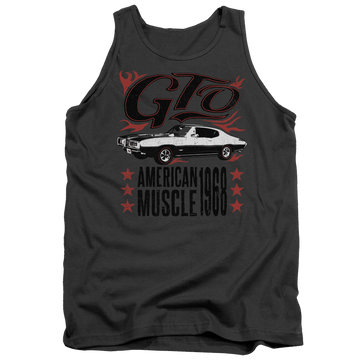 Charcoal men's tank with Pontiac Gto Flames graphic