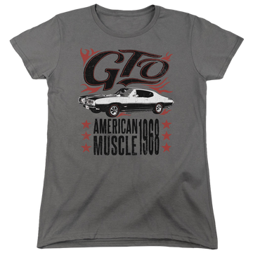 Charcoal women's t-shirt with Pontiac Gto Flames graphic