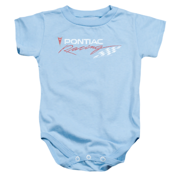 Light blue baby bodysuit with Pontiac Racing Rough Hewn graphic