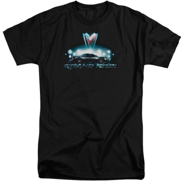 Black men's tall fit t-shirt with Pontiac Silver Grand Am graphic
