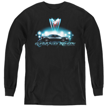 Black youth long sleeve t-shirt with Pontiac Silver Grand Prix graphic