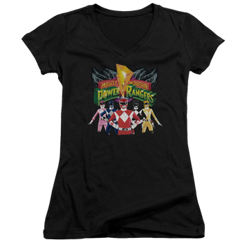 Mighty Morphin Power Rangers Rangers Unite - Juniors V-Neck T-Shirt Juniors V-Neck T-Shirt Power Rangers