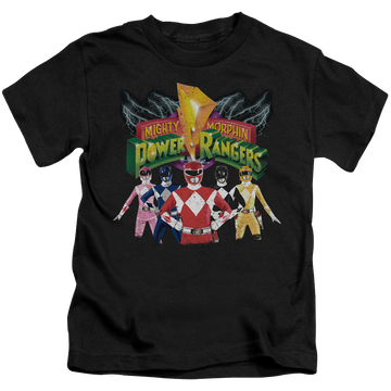 Black kid's t-shirt for ages 4 to 7 with Mighty Morphin Power Rangers Rangers Unite graphic