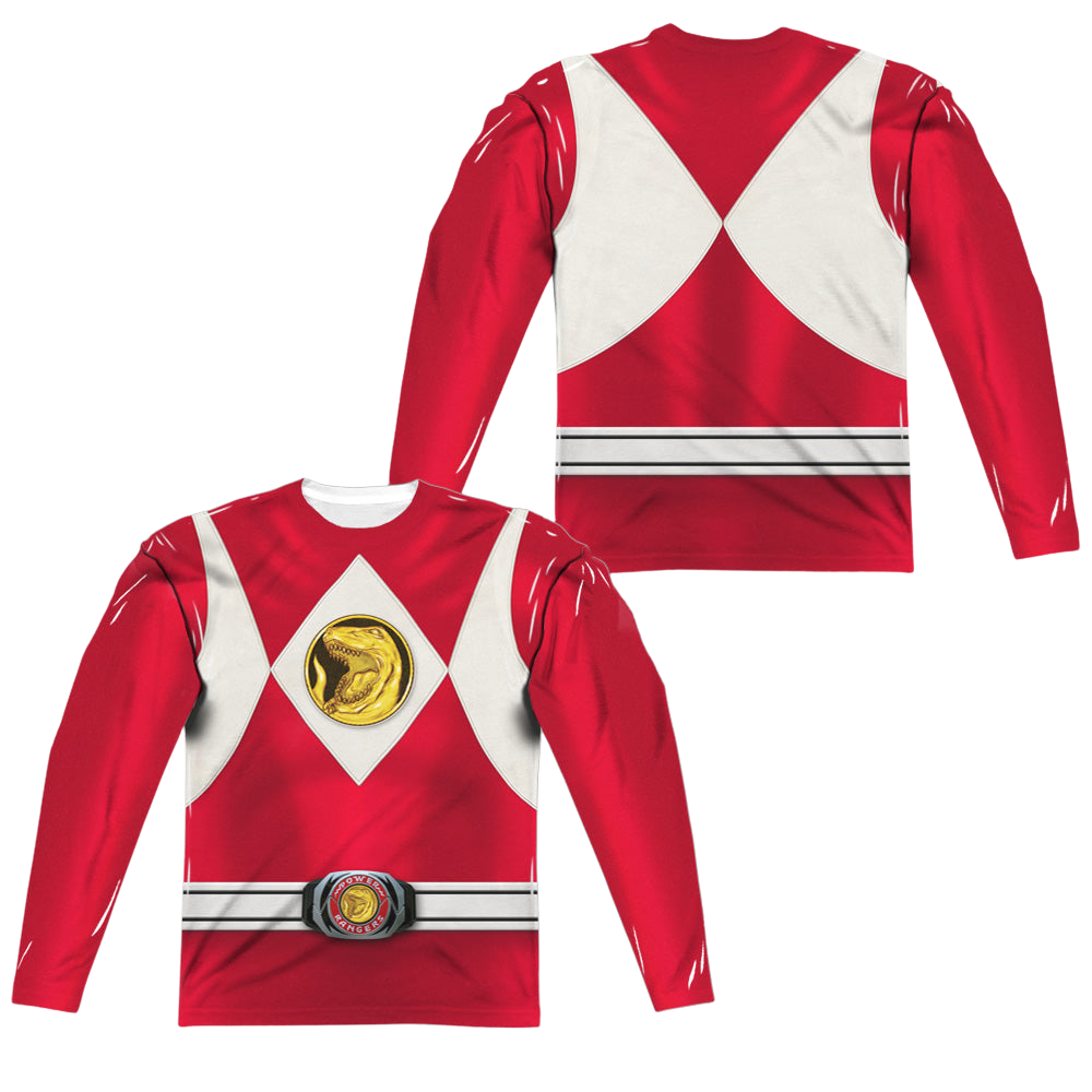 Mighty Morphin Power Rangers Red Ranger Emblem (Front/Back Print) - Men's All-Over Print Long Sleeve Men's All-Over Print Long Sleeve Power Rangers