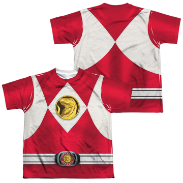 Mighty Morphin Power Rangers Red Emblem F/B youth all-over print t-shirt for ages 8 to 12