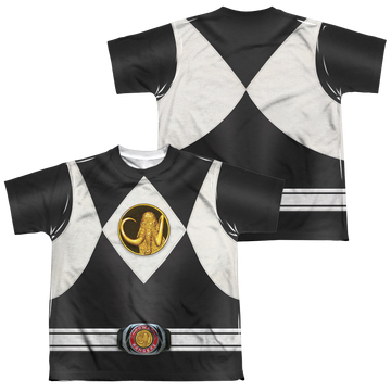 Mighty Morphin Power Rangers Black Ranger Uni F/B youth all-over print t-shirt for ages 8 to 12