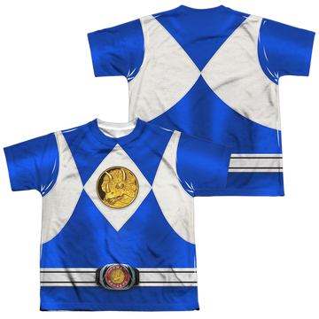 Mighty Morphin Power Rangers Blue Ranger Emblem F/B youth all-over print t-shirt for ages 8 to 12