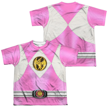 Mighty Morphin Power Rangers Pink Emblem F/B youth all-over print t-shirt for ages 8 to 12