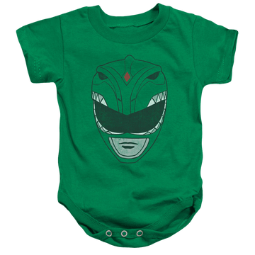 Kelly green baby bodysuit with Mighty Morphin Power Rangers Green Ranger graphic