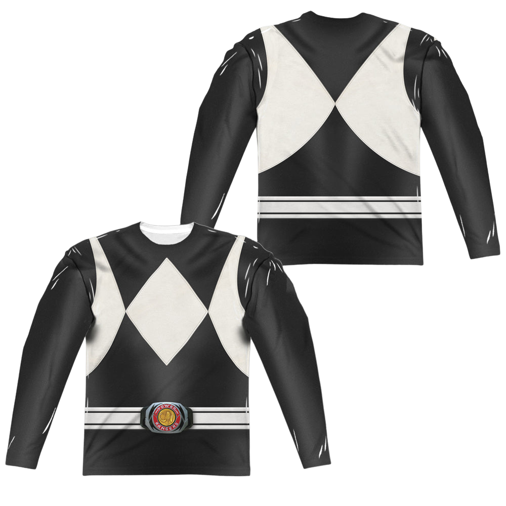 Mighty Morphin Power Rangers Black Ranger (Front/Back Print) - Men's All-Over Print Long Sleeve Men's All-Over Print Long Sleeve Power Rangers